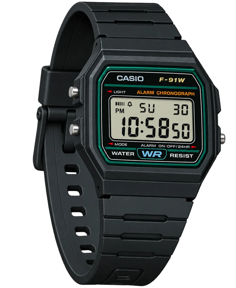 Casio F-91W-3 Deep Forest, product photo