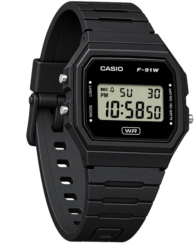Casio F-91WB-1 Stealth Black, product photo